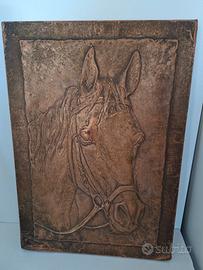 quadro rame sbalzato vintage testa di cavallo 