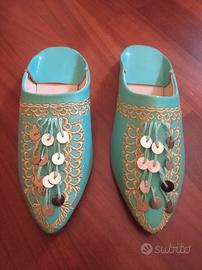 ciabatte etniche nuove n.36 colore turchese 