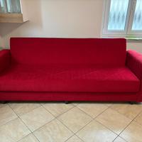 Divano letto click clack rosso con contenitore