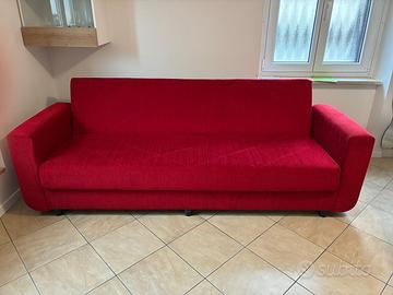 Divano letto click clack rosso con contenitore