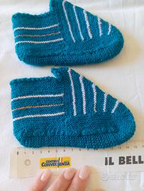 Calza pantofola fatta a mano ai ferri 15,5 cm 