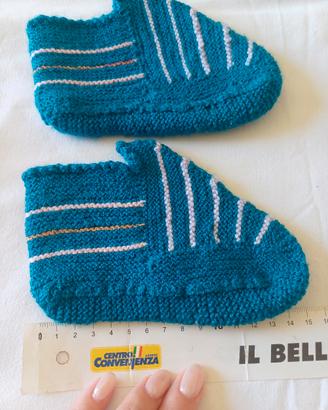 Calza pantofola fatta a mano ai ferri 15,5 cm 