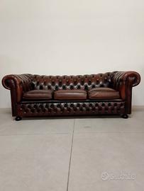 Divano 3 posti chesterfield club vintage marrone 