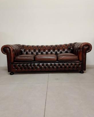 Divano 3 posti chesterfield club vintage marrone 