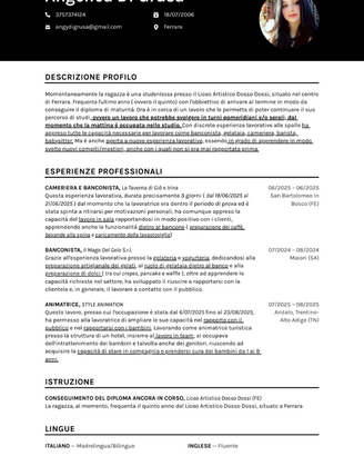 Candidata per commessa, banconista e altro