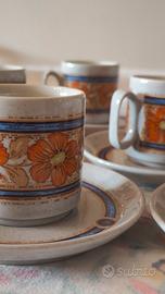 Set 6 tazzine caffè vintage anni '70 con piattini