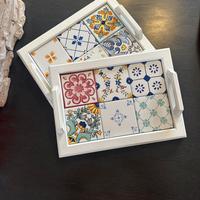 Vassoio legno piu ceramica vietrese