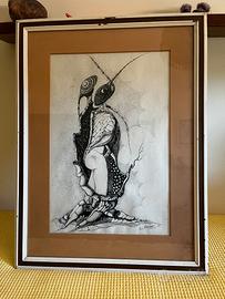 Opera di L.Romei 1973 . Disegno surrealista