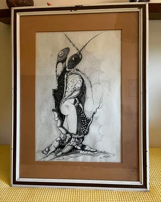 Opera di L.Romei 1973 . Disegno surrealista