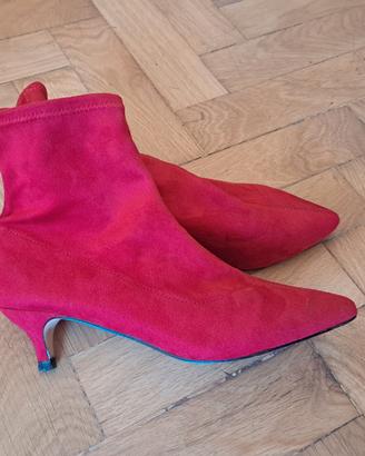 Stivaletti donna camoscio rosso