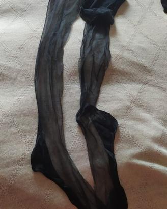 calze da reggicalze nylon nere con riga