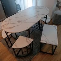Tavolo 6 posti ovale effetto marmo