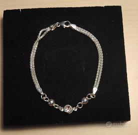 Braccialetto argento 925 con pietra rosa