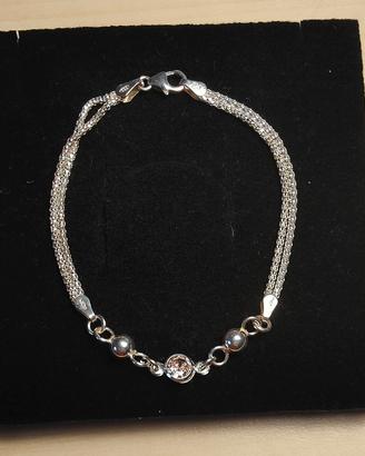 Braccialetto argento 925 con pietra rosa