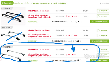 Barre portatutto auto Range Rover - La Prealpina