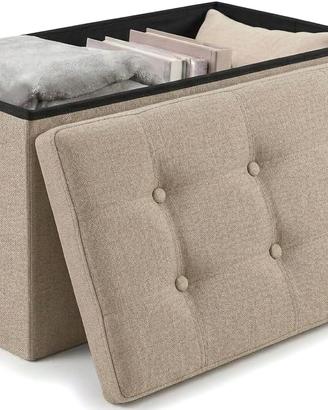 Pouf Contenitore Pieghevole con Coperchio (Beige)