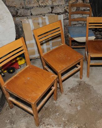 ("3") SEDIE da Pranzo o Scuola/legno/V I N T A G E