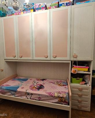 Cameretta Rosa a Ponte per Bambina