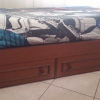 Letto camera singolo con cassettoni