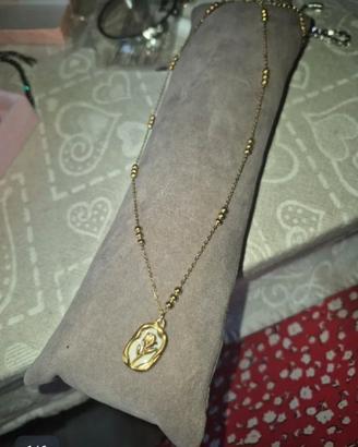 Collana donna Tulipano Acciaio Placcato Oro 18k