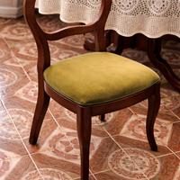 6 sedie in legno massello e velluto