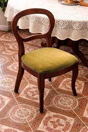 6 sedie in legno massello e velluto