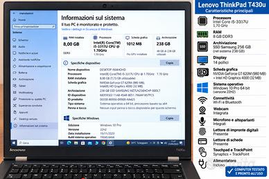 Lenovo ThinkPad T430u 14" i5 – 8GB RAM – SSD 256GB