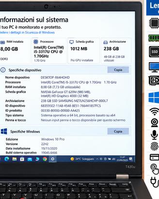 Lenovo ThinkPad T430u 14" i5 – 8GB RAM – SSD 256GB