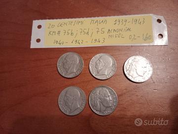 monete da 20 centesimi italiane, Km75 KM75b KM75d