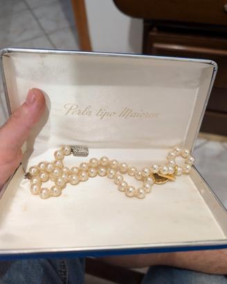 Collana vintage perle tipo Maiorca con chiusura