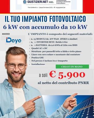 Contributo PNRR del 40 % per impianti fotovoltaici