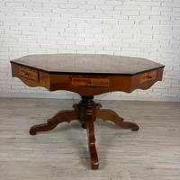 Grande tavolo ottagonale intarsiato metà '900