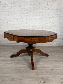 Grande tavolo ottagonale intarsiato metà '900