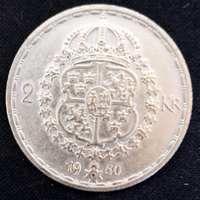 Svezia 2 corone 1950 argento