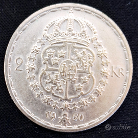 Svezia 2 corone 1950 argento