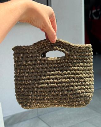 borsa uncinetto verde mini