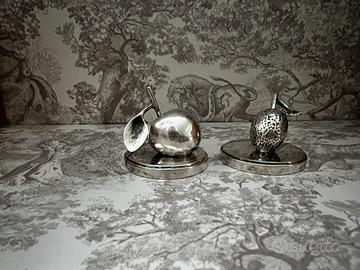 Coppia segna posto vintage Gucci Metallo argentato
