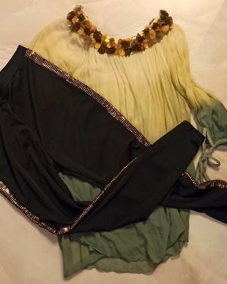 set leggings paillettes + blusa ampia