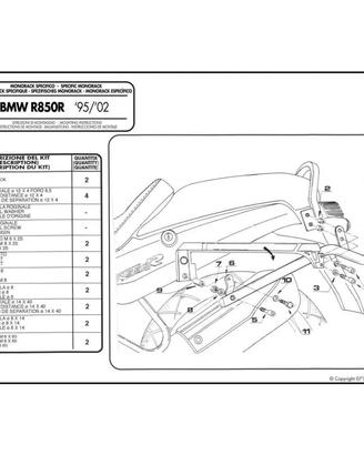 Kit Bmw R850R R1100R montaggio bauletto Givi 635F