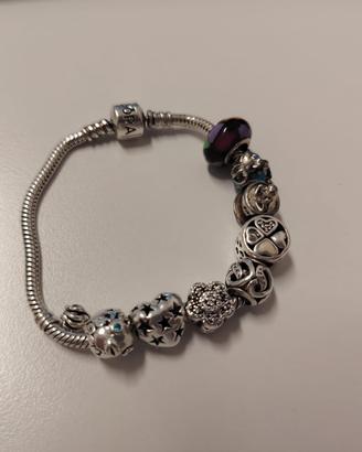 Bracciale Pandora originale 18 cm con 7 charms + o