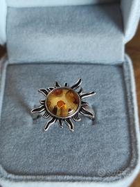 Anello Vintage argento S925 con Ambra Naturale