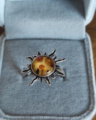 Anello Vintage argento S925 con Ambra Naturale