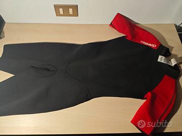 Muta corta Tribord Decathlon 14 anni nero/rosso