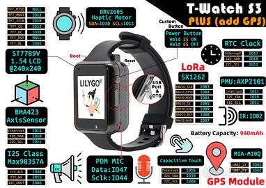 Smartwatch Lilygo T-Watch S3+ Meshtastic MeshCore