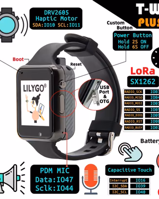 Smartwatch Lilygo T-Watch S3+ Meshtastic MeshCore