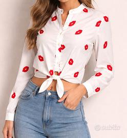 camicia coreana bianca con nodo