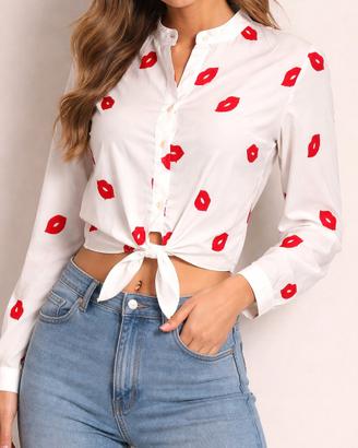 camicia coreana bianca con nodo