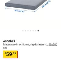 Materrasso in schiuma azzurro 90x200x10