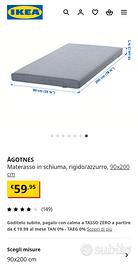 Materrasso in schiuma azzurro 90x200x10