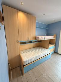 Letto a ponte completa con scrivania